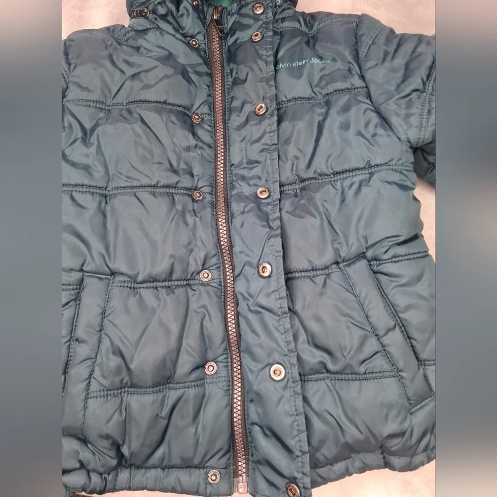 Calvin Klein Puffer Hooded Jacket Toddler Boys  Dark Green Outdoor Winter Coat 4